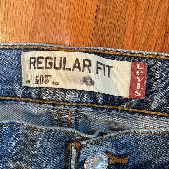 Levi’s 505 Regular Fit 34 x 32 Blue Jeans zip fly Pockets - Picture 6 of 14